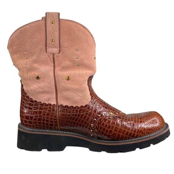 Ariat Women's Fatbaby Brown Pink Western Cowgirl Boot Size 11 B - Picture 4 of 12